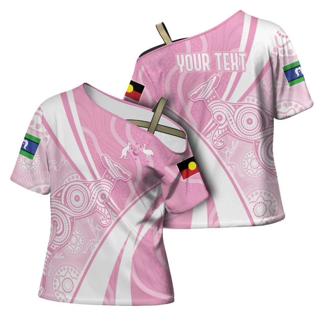 Australia Bowls Personalised Indigenous Pink Round Cross Shoulder Shirt - Aussie Hoodie