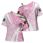 Australia Bowls Personalised Indigenous Pink Round Cross Shoulder Shirt - Aussie Hoodie
