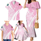 Australia Bowls Personalised Indigenous Pink Round Family Matching Mermaid Dress and Hawaiian Shirt - Aussie Hoodie
