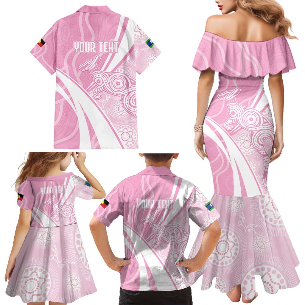 Australia Bowls Personalised Indigenous Pink Round Family Matching Mermaid Dress and Hawaiian Shirt - Aussie Hoodie