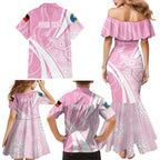 Australia Bowls Personalised Indigenous Pink Round Family Matching Mermaid Dress and Hawaiian Shirt - Aussie Hoodie