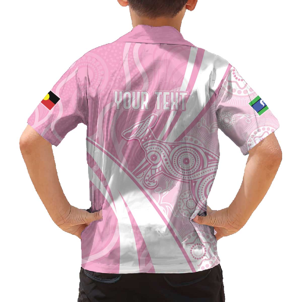 Australia Bowls Personalised Indigenous Pink Round Family Matching Off The Shoulder Long Sleeve Dress and Hawaiian Shirt - Aussie Hoodie