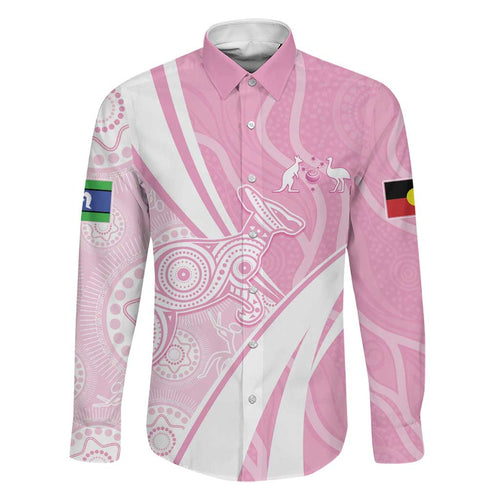 Australia Bowls Personalised Indigenous Pink Round Family Matching Off Shoulder Maxi Dress and Hawaiian Shirt - Aussie Hoodie