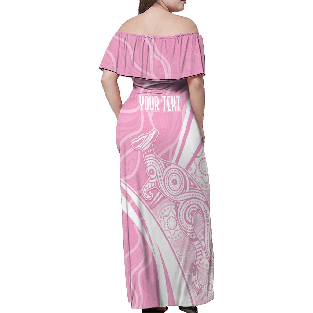 Australia Bowls Personalised Indigenous Pink Round Family Matching Off Shoulder Maxi Dress and Hawaiian Shirt - Aussie Hoodie