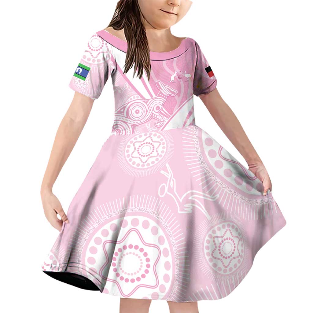 Australia Bowls Personalised Indigenous Pink Round Family Matching Off Shoulder Short Dress and Hawaiian Shirt - Aussie Hoodie