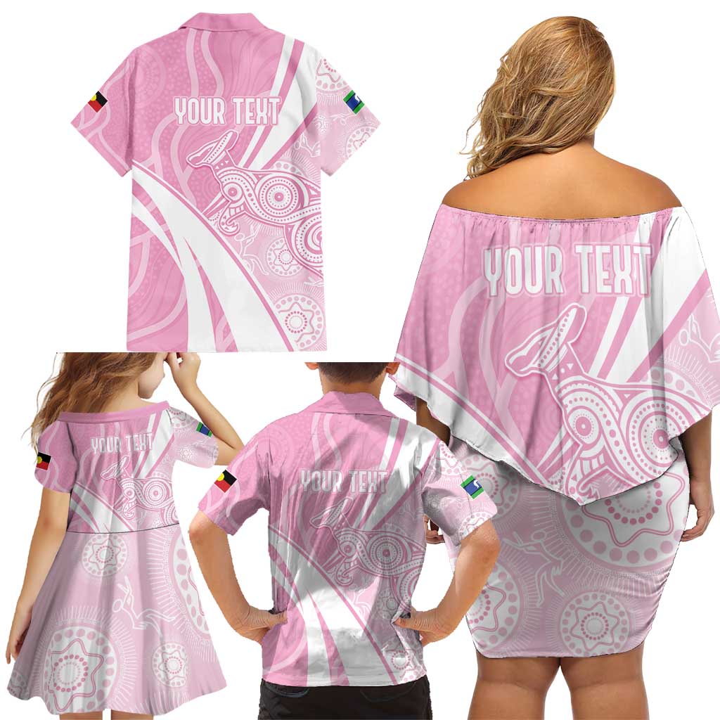 Australia Bowls Personalised Indigenous Pink Round Family Matching Off Shoulder Short Dress and Hawaiian Shirt - Aussie Hoodie
