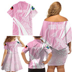 Australia Bowls Personalised Indigenous Pink Round Family Matching Off Shoulder Short Dress and Hawaiian Shirt - Aussie Hoodie