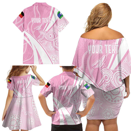 Australia Bowls Personalised Indigenous Pink Round Family Matching Off Shoulder Short Dress and Hawaiian Shirt - Aussie Hoodie