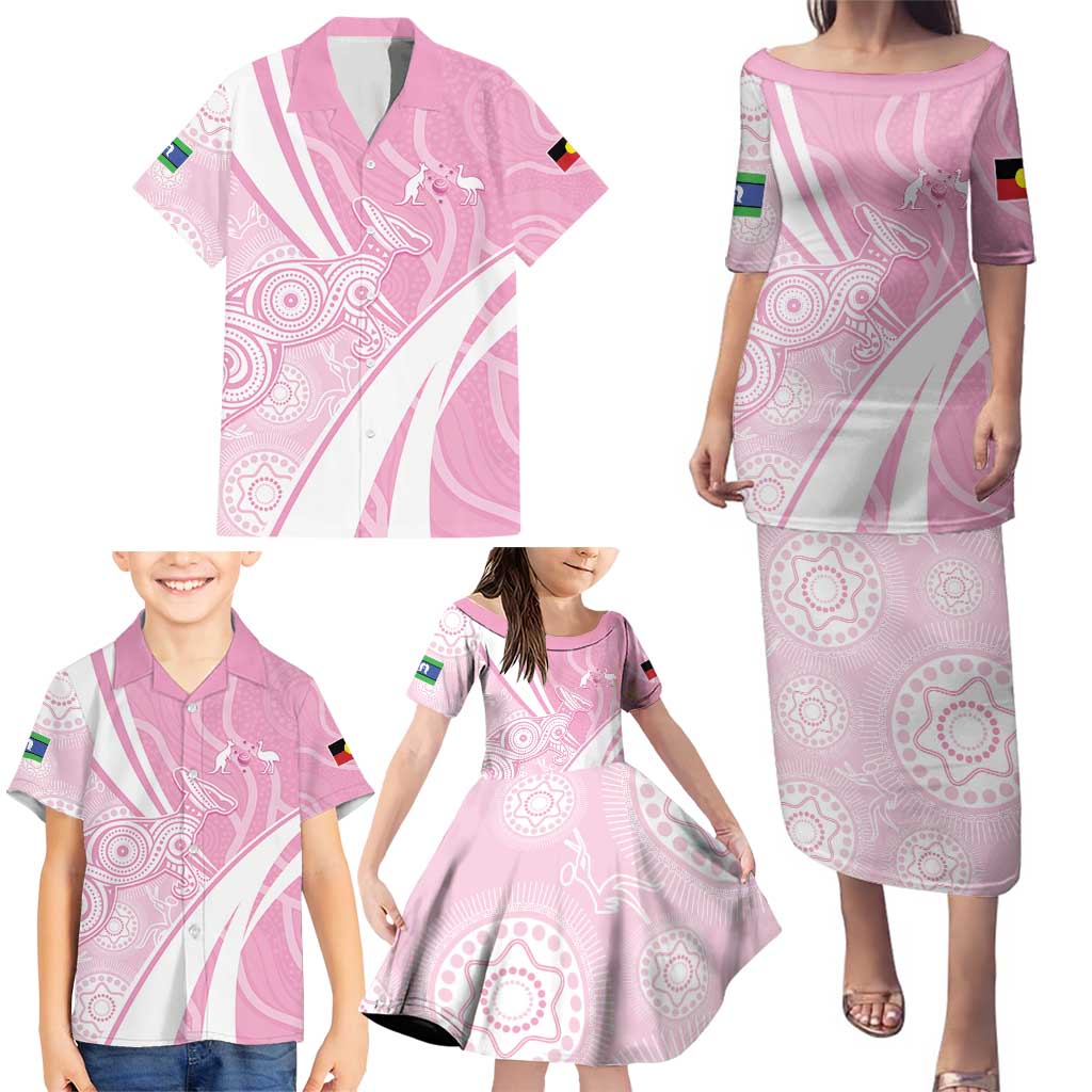 Australia Bowls Personalised Indigenous Pink Round Family Matching Puletasi and Hawaiian Shirt - Aussie Hoodie