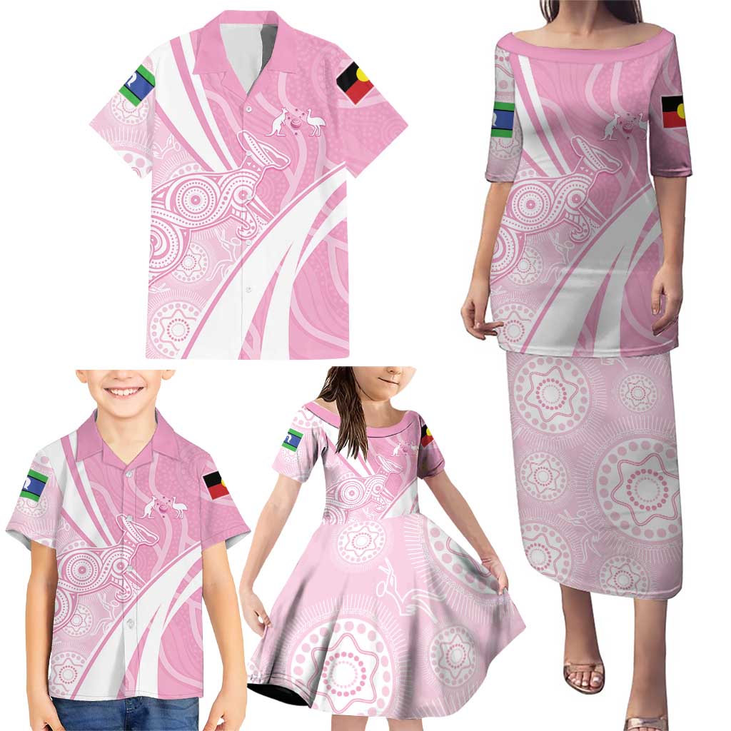 Australia Bowls Personalised Indigenous Pink Round Family Matching Puletasi and Hawaiian Shirt - Aussie Hoodie
