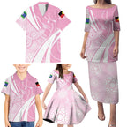 Australia Bowls Personalised Indigenous Pink Round Family Matching Puletasi and Hawaiian Shirt - Aussie Hoodie