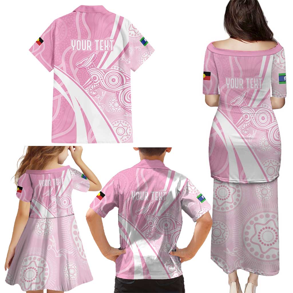 Australia Bowls Personalised Indigenous Pink Round Family Matching Puletasi and Hawaiian Shirt - Aussie Hoodie