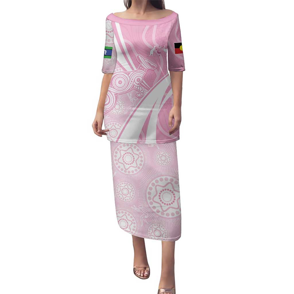 Australia Bowls Personalised Indigenous Pink Round Family Matching Puletasi and Hawaiian Shirt - Aussie Hoodie