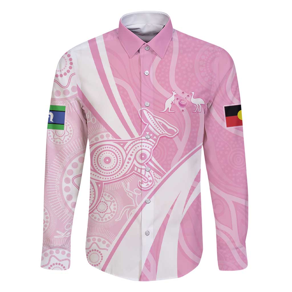 Australia Bowls Personalised Indigenous Pink Round Family Matching Short Sleeve Bodycon Dress and Hawaiian Shirt - Aussie Hoodie