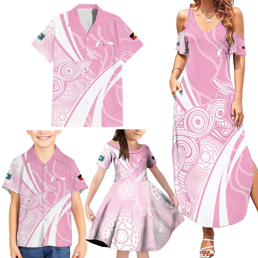 Australia Bowls Personalised Indigenous Pink Round Family Matching Summer Maxi Dress and Hawaiian Shirt - Aussie Hoodie