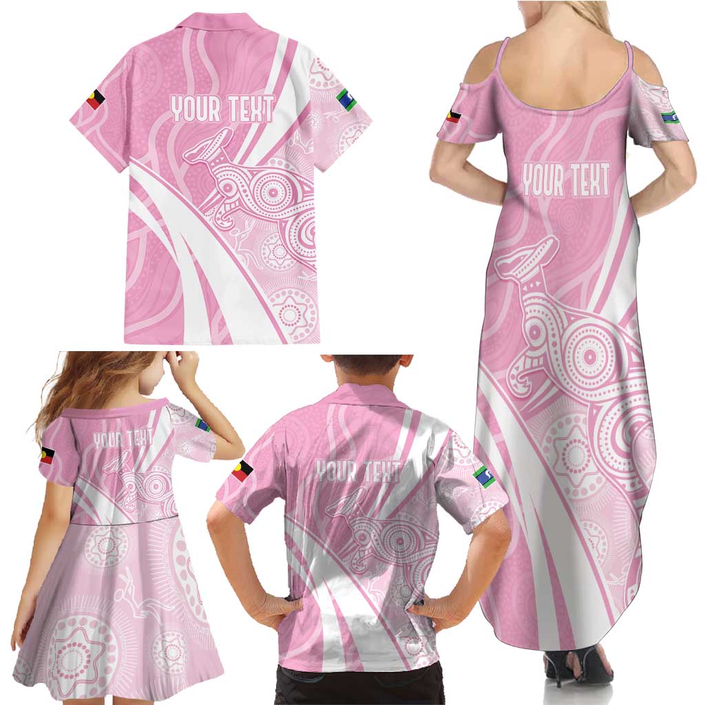 Australia Bowls Personalised Indigenous Pink Round Family Matching Summer Maxi Dress and Hawaiian Shirt - Aussie Hoodie