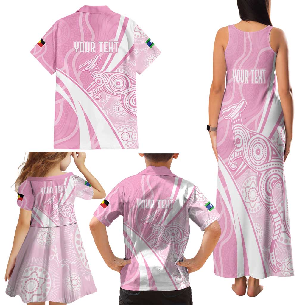 Australia Bowls Personalised Indigenous Pink Round Family Matching Tank Maxi Dress and Hawaiian Shirt - Aussie Hoodie