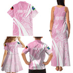 Australia Bowls Personalised Indigenous Pink Round Family Matching Tank Maxi Dress and Hawaiian Shirt - Aussie Hoodie