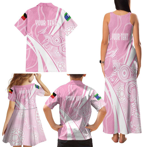 Australia Bowls Personalised Indigenous Pink Round Family Matching Tank Maxi Dress and Hawaiian Shirt - Aussie Hoodie
