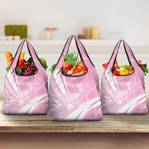 Australia Bowls Personalised Indigenous Pink Round Grocery Bag - Aussie Hoodie