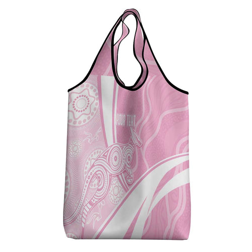 Australia Bowls Personalised Indigenous Pink Round Grocery Bag - Aussie Hoodie