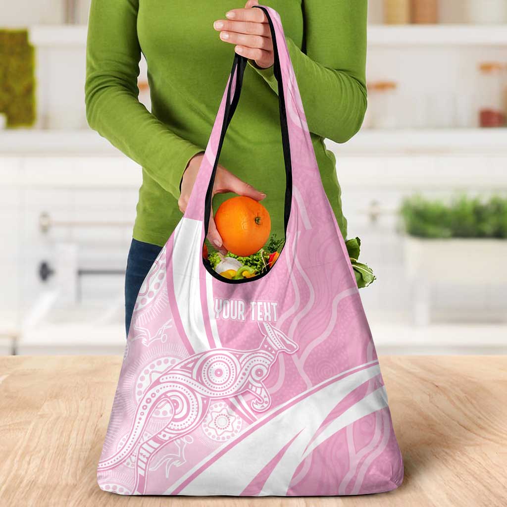 Australia Bowls Personalised Indigenous Pink Round Grocery Bag - Aussie Hoodie