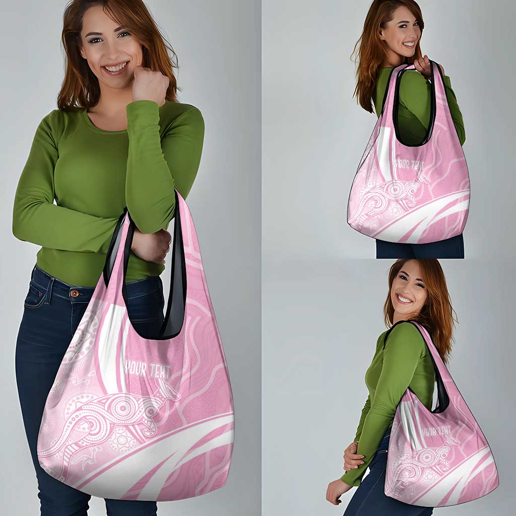 Australia Bowls Personalised Indigenous Pink Round Grocery Bag - Aussie Hoodie