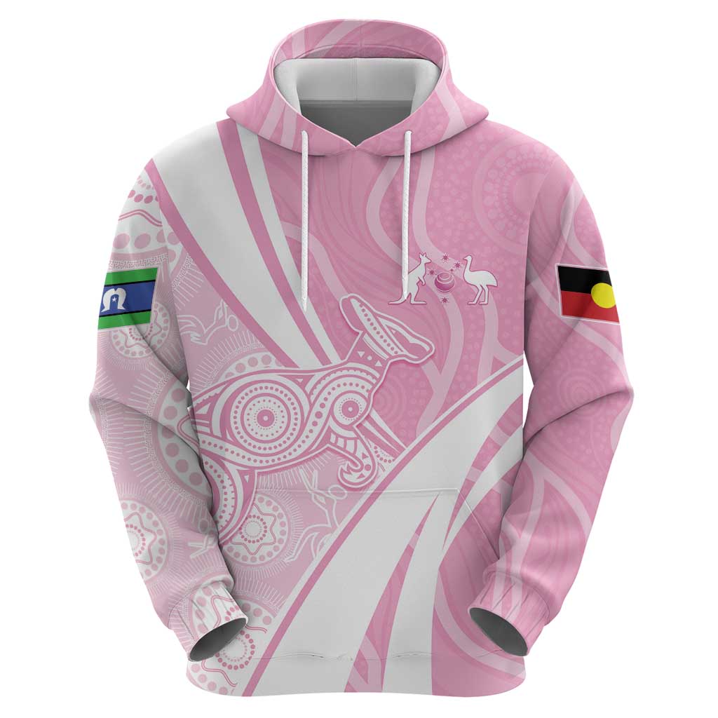 Australia Bowls Personalised Indigenous Pink Round Hoodie - Aussie Hoodie