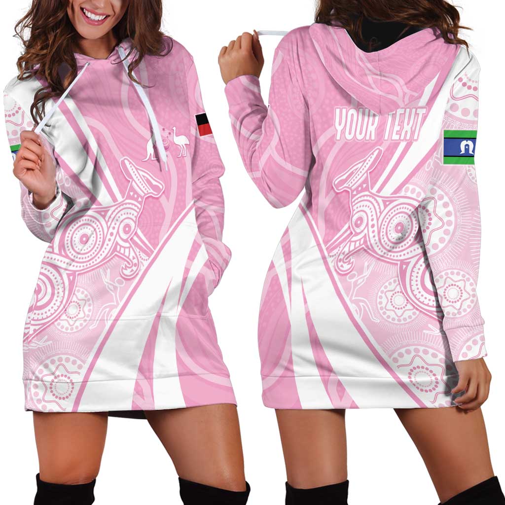 Australia Bowls Personalised Indigenous Pink Round Hoodie Dress - Aussie Hoodie