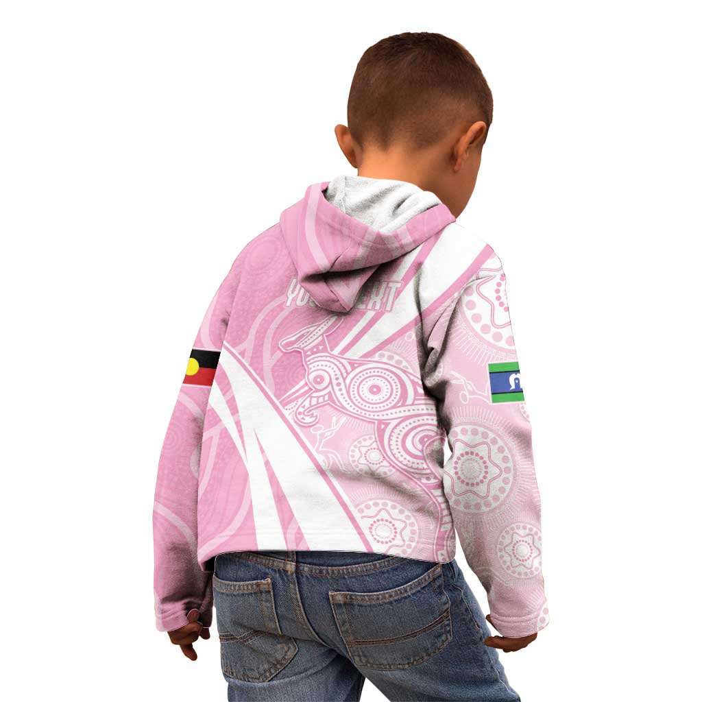 Australia Bowls Personalised Indigenous Pink Round Kid Hoodie - Aussie Hoodie