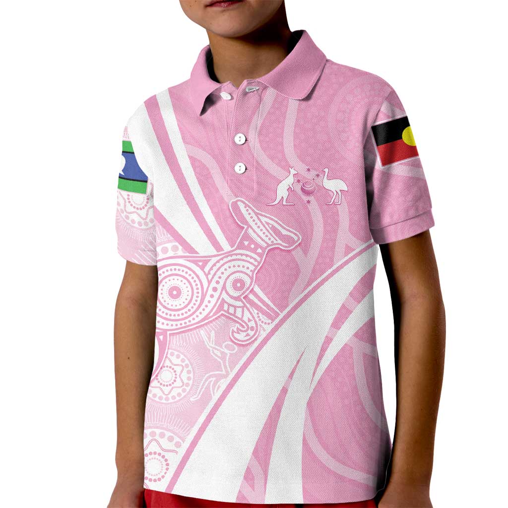 Australia Bowls Personalised Indigenous Pink Round Kid Polo Shirt - Aussie Hoodie