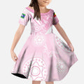 Australia Bowls Personalised Indigenous Pink Round Kid Short Sleeve Dress - Aussie Hoodie