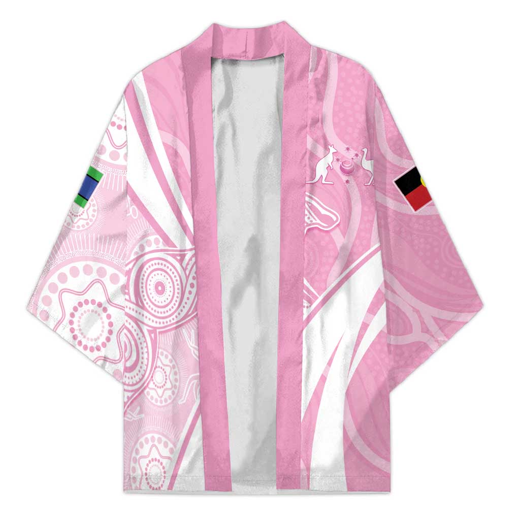 Australia Bowls Personalised Indigenous Pink Round Kimono - Aussie Hoodie