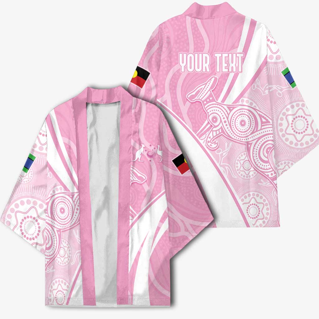 Australia Bowls Personalised Indigenous Pink Round Kimono - Aussie Hoodie