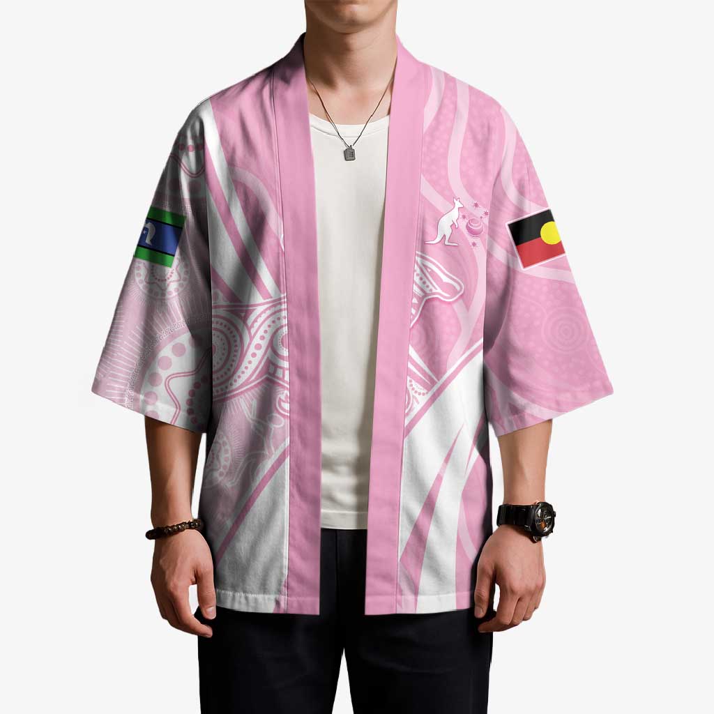 Australia Bowls Personalised Indigenous Pink Round Kimono - Aussie Hoodie