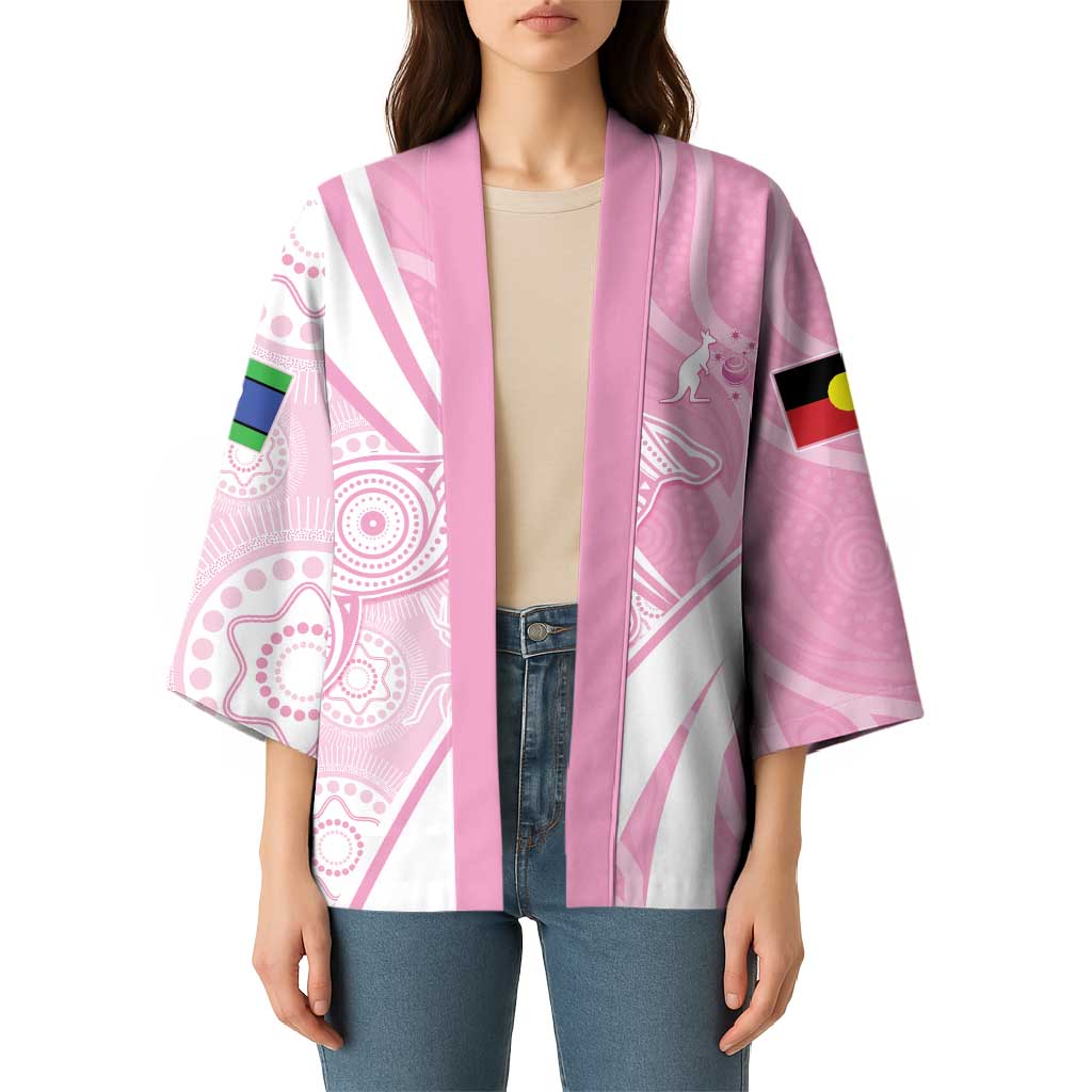 Australia Bowls Personalised Indigenous Pink Round Kimono - Aussie Hoodie