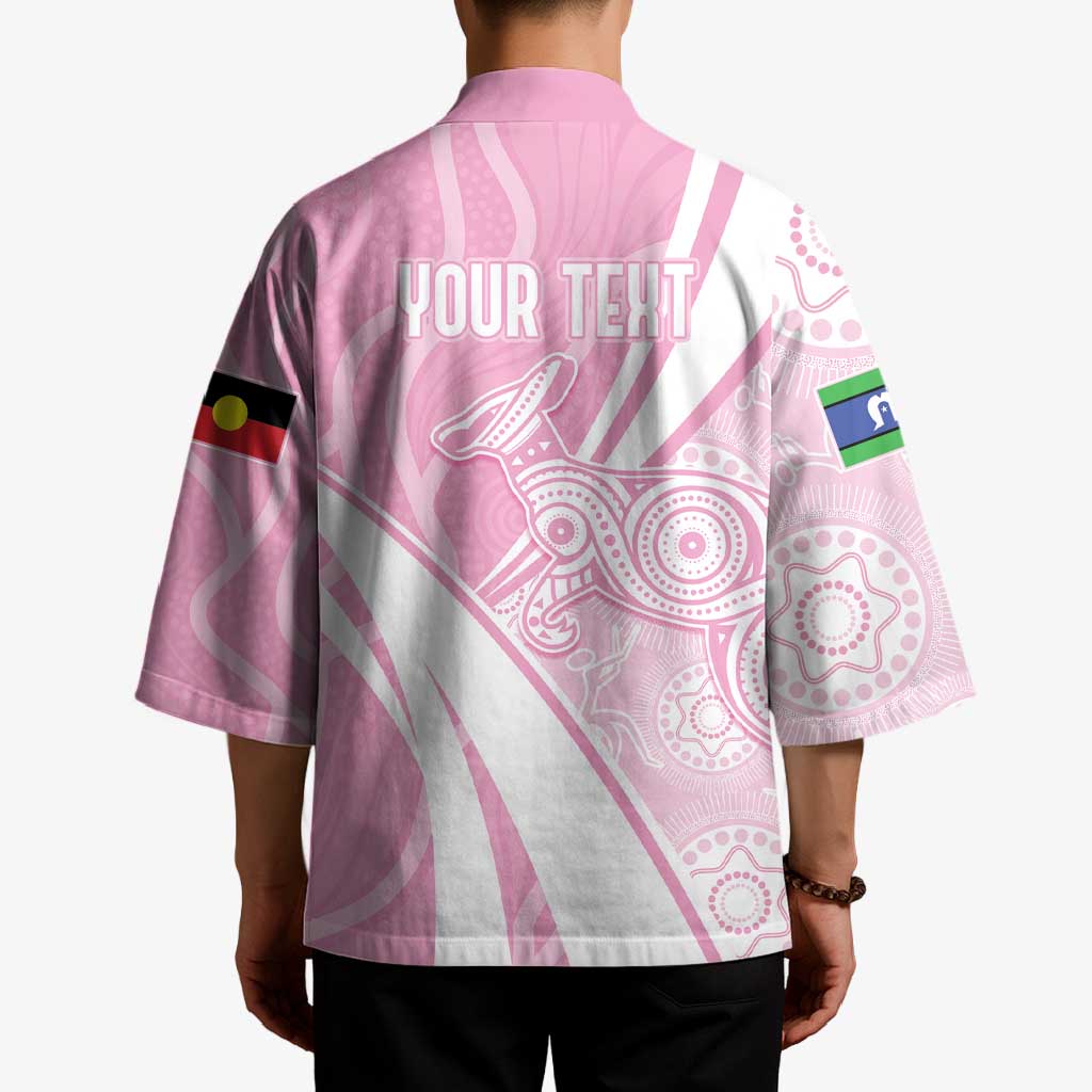 Australia Bowls Personalised Indigenous Pink Round Kimono - Aussie Hoodie