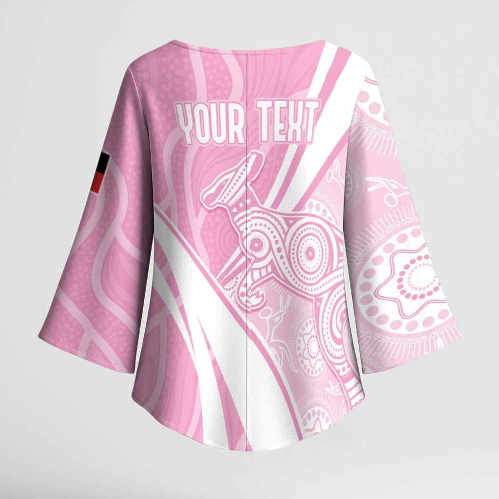 Australia Bowls Personalised Indigenous Pink Round Kimono Sleeve Blouse - Aussie Hoodie