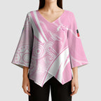 Australia Bowls Personalised Indigenous Pink Round Kimono Sleeve Blouse - Aussie Hoodie