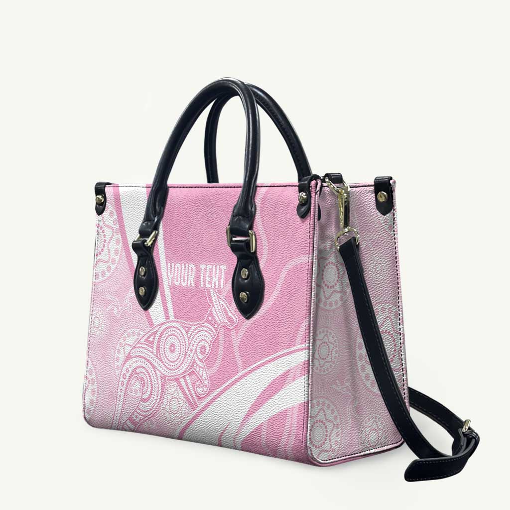 Australia Bowls Personalised Indigenous Pink Round Leather Bag - Aussie Hoodie