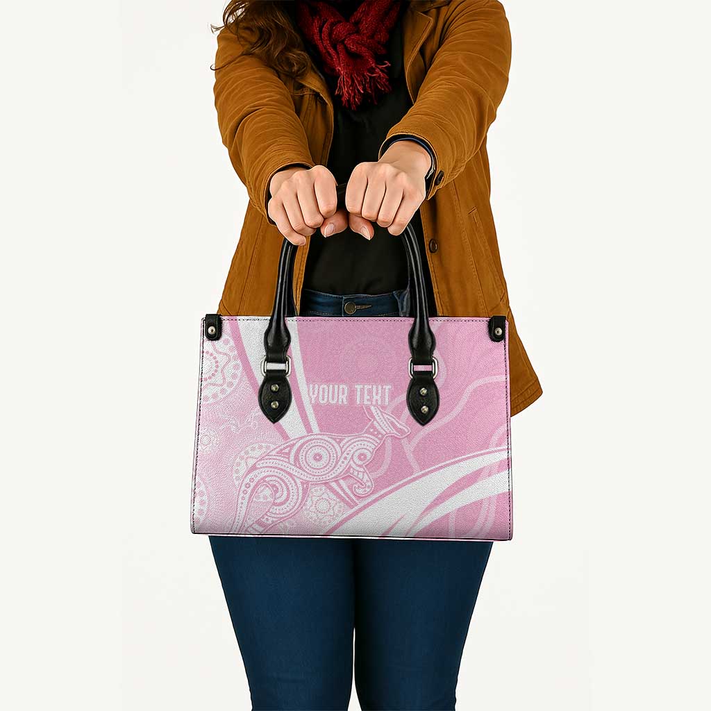 Australia Bowls Personalised Indigenous Pink Round Leather Bag - Aussie Hoodie