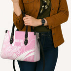 Australia Bowls Personalised Indigenous Pink Round Leather Bag - Aussie Hoodie