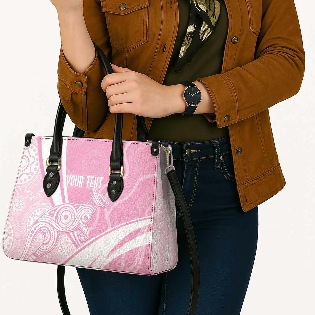 Australia Bowls Personalised Indigenous Pink Round Leather Bag - Aussie Hoodie