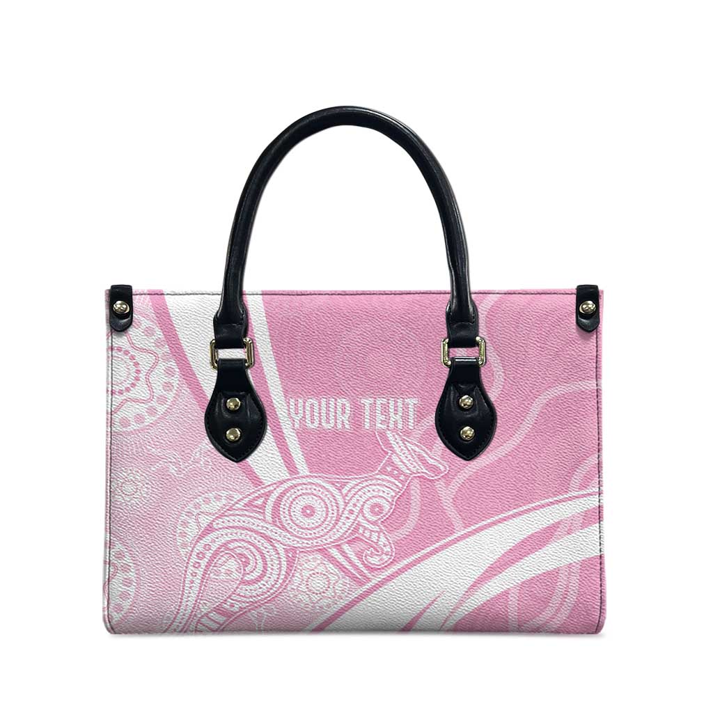 Australia Bowls Personalised Indigenous Pink Round Leather Bag - Aussie Hoodie
