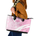 Australia Bowls Personalised Indigenous Pink Round Leather Tote Bag - Aussie Hoodie