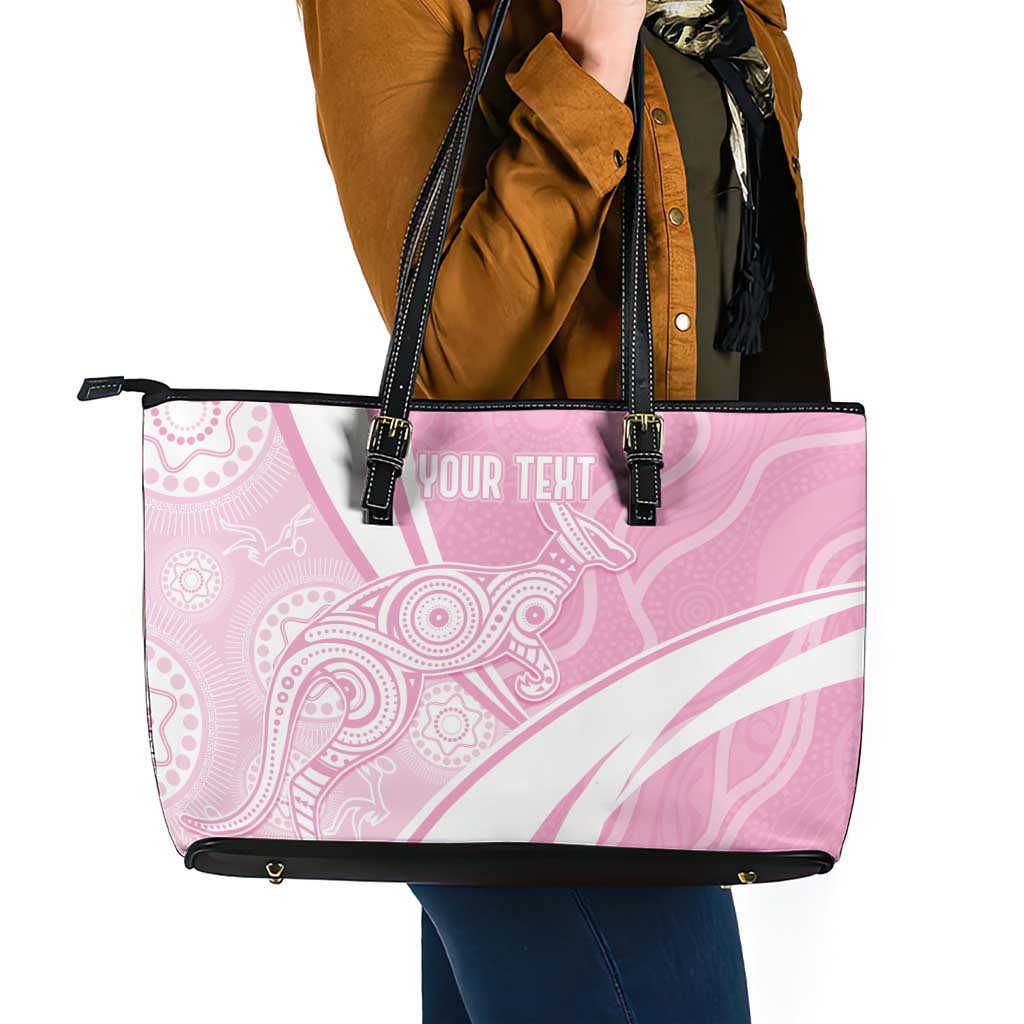 Australia Bowls Personalised Indigenous Pink Round Leather Tote Bag - Aussie Hoodie