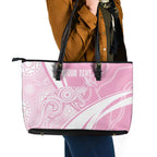 Australia Bowls Personalised Indigenous Pink Round Leather Tote Bag - Aussie Hoodie
