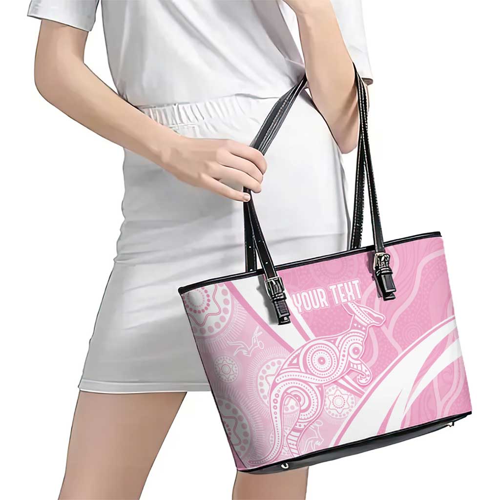 Australia Bowls Personalised Indigenous Pink Round Leather Tote Bag - Aussie Hoodie