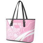 Australia Bowls Personalised Indigenous Pink Round Leather Tote Bag - Aussie Hoodie