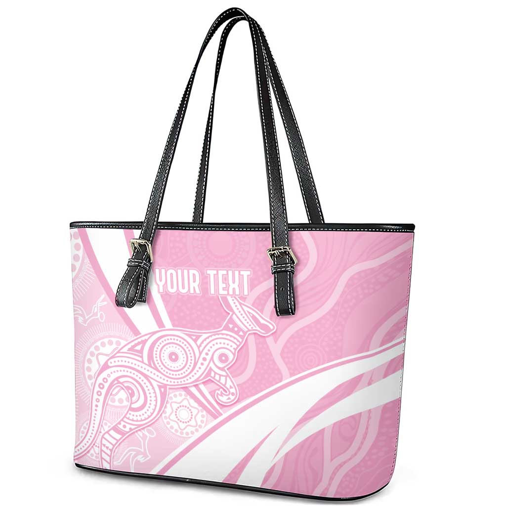 Australia Bowls Personalised Indigenous Pink Round Leather Tote Bag - Aussie Hoodie